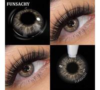 Shein 2 lentes de contacto de colores claros FUNSACHY de uso diario para maquillaje de belleza, lentes de contacto de color azul/marrón, lentes de contacto