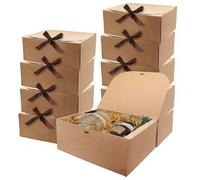 Shein 2 Paquetes/5 Paquetes/10 Paquetes Cajas de regalo con tapas, Cajas de regalo marrones a granel con cinta de lazo marrón, Caja de propuesta para damas