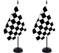 Shein 2 paquetes Bandera a cuadros en blanco y negro de carreras, juego de banderas de escritorio de carreras de lujo - Banderas de mesa de carreras pequeña