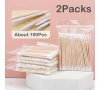 Shein 2 paquetes con aproximadamente 190 piezas Bastoncillos desechables de doble cabeza, cepillo micro, palillo de limpieza de oído de kapok, herramienta d