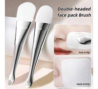 Shein 2 paquetes de cepillo para mascarilla facial de doble cabeza con cerdas suaves de silicona, cepillo para mascarilla de barro, cuchara, herramienta de