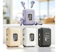 Shein 2 pares de auriculares TWS de modo dual, diseño conmutable semi-intraural e intraural, caja de carga con pantalla digital LED, sonido estéreo envolven