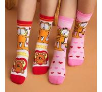 Shein 2 pares de calcetines casuales de media caña para mujer, suaves y transpirables, con absorción de humedad, con patrones de gato y oso, blancos y rosas