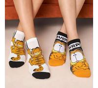 Shein 2 pares de calcetines casuales de tobillo suaves y transpirables que absorben la humedad, calcetines cortos blancos y negros con diseños de gatos, fas