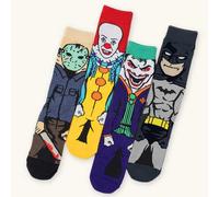 Shein 2 pares de calcetines unisex de colaboración Warner Bros con temática de Superman/Joker/Batman, calcetines casuales de media pantorrilla con gráficos