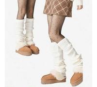 Shein 2 pares de calentadores de piernas decorativos, dulces y lindos con rayas verticales de unicolor para mujeres, adecuados para las temporadas de primav