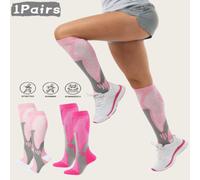 Shein 2 pares/paquete Calcetines de compresión profesionales de alta rodilla unisex para fitness, maratón y carrera