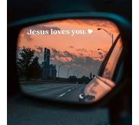 Shein 2 pegatinas de coche "Jesús te ama", pegatinas para conducir, pegatinas para el espejo retrovisor del coche