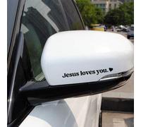 Shein 2 pegatinas de coche "Jesús te ama", pegatinas para conducir, pegatinas para el espejo retrovisor del coche
