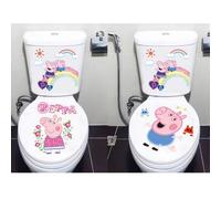 Shein 2 pegatinas de Peppa Pig para el inodoro, decoración ideal para fiestas, regalos perfectos para buenos amigos, decoración del ambiente de la fiesta, d