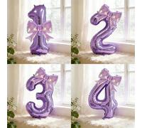Shein 2 piezas 1 pieza Globo de número púrpura de 32 pulgadas, 1 pieza Globo de mariposa púrpura colorido de 24 pulgadas, Conjunto de diseño de tema de fies