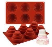 Shein 2 piezas/1 pieza Molde de silicona de 6 agujeros para mini pasteles de 3 capas, molde circular antiadherente para hornear magdalenas, apto para chocol