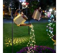 Shein 2 piezas/1 pieza Regadera de jardín solar con tiras de luz, grandes luces solares colgantes tipo cascada a prueba de agua, luces decorativas para rega