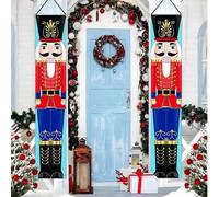 Shein 2 piezas/1 set Bandera colgante de Navidad, Bandera de puerta con soldado cascanueces, Colgante de puerta con cascanueces para Navidad, para porche, p