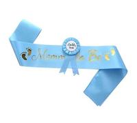 Shein 2 piezas/1 set - Faja azul para baby shower, faja "Mamá a ser" y insignia "Papá a ser", decoraciones para baby shower de niños, regalo para revelación