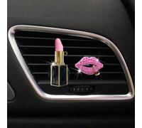 Shein 2 piezas/4 piezas Clip con adorno de labios de rhinestone para decorar el perfume, accesorio difusor de fragancia para rejilla de ventilación del coch