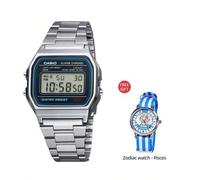 Shein 2 PIEZAS A158WA-1 Reloj de cuarzo para hombres Casio con una vida útil de la batería extremadamente larga y adecuado para uso diario en varias ocasion