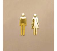 Shein 2 piezas Adhesivos de pared para WC, señales de baño, cartel de señalización de aseo, placa para superficie de espejo, señal de hombre y mujer para pu