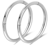 Shein 2 piezas Aro segmentado con bisagra de acero inoxidable para nariz, septum, labio, cartílago, hélice, joyería para piercing