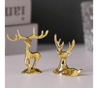 Shein 2 piezas Artesanía decorativa con ciervos, figura de ciervo, decoración navideña para el hogar, adorno para escritorio, estilo minimalista moderno de