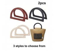 Shein 2 piezas Asas de bolso en forma de D, asas de bolso reemplazables, accesorios de bolso de playa trenzado, asas duraderas y suaves para bolsos DIY, dis
