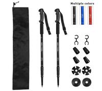Shein 2 Piezas Bastones de Trekking Plegables de Aluminio, Bastones de Senderismo Telescópicos Ajustables con Absorción de Impactos, Bastones de Esquí Liger