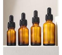 Shein 2 Piezas Botellas De Vidrio De Cuentagotas De 10 Ml, 15 Ml, 30 Ml, De 1 Oz De Capacidad, Botellas De Tintura De Vidrio Ãmbar Oscuro Grueso A Prueba D
