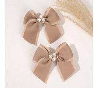Shein 2 piezas Broches de pelo con lazo de terciopelo para otoño e invierno para niñas pequeñas, volantes exquisitos para el cabello, pasadores de pelo de c