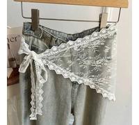 Shein 2 piezas Bufanda ajustable con volantes de encaje jacquard con diseño de ramas, chal triangular multicapa, velo de encaje transparente minimalista y e