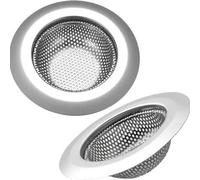 Shein 2 Piezas Colador para fregadero de cocina, Tapa de drenaje de acero inoxidable, Aro ancho de 4,5" de diámetro, Cesta anti-atascos, Apta para lavavajil