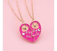 Shein 2 piezas Collar con colgante de aleación de capibara adorable, mejor amigo de las niñas, collar de amistad para niños