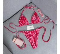 Shein 2 piezas Conjunto de bikini con estampado de grano de madera falso de moda y sexy 2026, adecuado para piscina, playa, vacaciones, primavera/verano, Dí