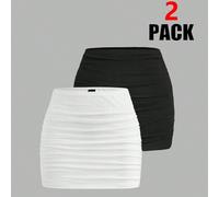 Shein 2 piezas Conjunto de minifalda ajustado semitransparente con capa de malla