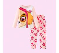 Shein 2 piezas Conjunto de Paw Patrol para niñas, pijama infantil, camiseta de manga larga con cuello redondo y pantalones con estampado de perros de dibujo
