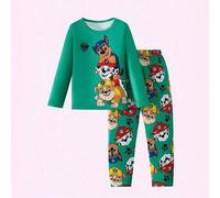 Shein 2 piezas Conjunto de Paw Patrol para niños, pijama y ropa de estar en casa, camiseta de manga larga de cuello redondo y pantalones con lindo estampado