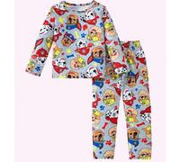 Shein 2 piezas Conjunto de pijama de Paw Patrol para niños, camiseta de cuello redondo de manga larga con estampado de dibujos animados en todo el Body y pa