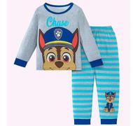 Shein 2 piezas Conjunto de pijama de Paw Patrol para niños, camiseta de cuello redondo de manga larga con estampado de perro de dibujos animados y pantalone