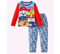 Shein 2 piezas Conjunto de pijama de Paw Patrol para niños, camiseta de cuello redondo de manga larga con estampado de dibujos animados lindos y pantalones,