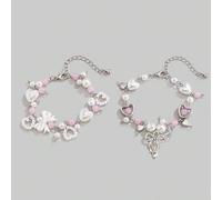 Shein 2 piezas Conjunto de pulsera con colgante de lazo y perla falsa, regalo de y pareja, regalo del Día de San Valentín, Día de la Madre