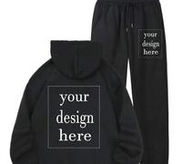 Shein 2 piezas Conjunto de sudadera con capucha + pantalón de chándal, regalo personalizado de Acción de Gracias, regalo de Navidad - Sudadera deportiva per