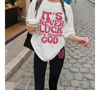 Shein 2 piezas Conjunto gráfico para adolescentes con tema de fe, atuendo inspirador de verano