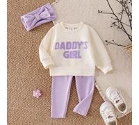 Shein 2 piezas Conjunto informal de niña bebé con sudadera bordada con la frase "DADDY'S GIRL" y leggings, para primavera/otoño