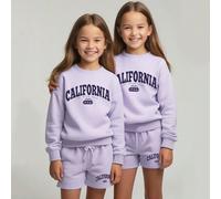Shein 2 piezas/Conjunto Sudadera con gráfico de letras e impresión y pantalones cortos para niña joven, conjunto de ropa a juego familiar (se vende por sepa