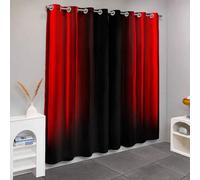 Shein 2 piezas Cortinas de color negro y rojo modernas - Diseño con ojales en la parte superior, cortinas transparentes, de poliéster lavable a máquina, ade