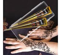 Shein 2 piezas Crema de tatuaje de arte de uñas de henna negra con caja de almacenamiento, tinta de tatuaje semipermanente para muñeca y Body, color durader