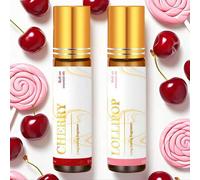 Shein 2 piezas de 10ml de aceite esencial de cereza con aroma de piruleta, aceites esenciales de cereza roja en roll-on para perfume de mujer, velas, regalo