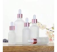 Shein 2 piezas de botellas de vidrio cuentagotas de 5ml, 10ml, 15ml, 20ml, 30ml con tapa de rosa recargables para cosméticos, contenedores de aceite para el
