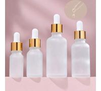 Shein 2 piezas de botellas de vidrio transparentes y esmeriladas de 10ml, 15ml, 30ml y 50ml con anillo rodante y tapa cuentagotas, botellas de vidrio vacías