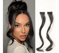 Shein 2 piezas de flequillo sintético ondulado para mujeres: extensión de cabello con flequillo falso de 14 pulgadas de largo en la parte delantera y los do