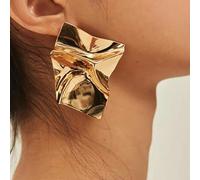Shein 2 piezas de pendientes geométricos asimétricos exagerados sin perforación personalizados, accesorios de pendientes para mujeres